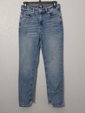 BDG Girlfriend High-Rise Medium Wash Ankle Jeans Frayed Hem Womens 25